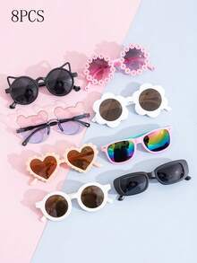 8PCS/1pc Kids' Little Bear Shaped Fashion Glasses For Summer, Perfect For Daily Wear. Kids`S Little Bear Shapes&Flower Shapes Fashion Glasses For Summer, Suitable For Daily Use - Multicolor - View 13