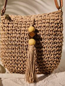 Tropiscape 时尚百搭的夏季手工大容量编织草编单肩包，适合海滩和休闲场合，是夏季度假的理想之选，也是沙滩包的完美搭档。完美契合夏季、度假和日常使用，是旅行必备单品，营造轻松惬意的度假氛围，是秋季、圣诞节、冬季圣诞节的理想礼物之选。