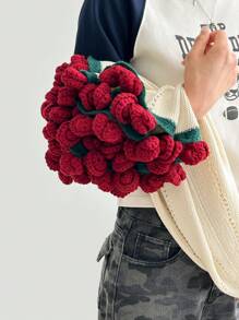 1pc Rose & Sunflower Bouquet Shawl, Handmade Crochet Office Nap Blanket Scarf, Gift For Friends