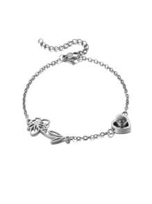 Pulsera personalizada de acero inoxidable con foto y flor de nacimiento cortada con láser, proyección de foto, un regalo único e ideal para ella, esposa, madre, abuelos para aniversarios, conmemoraciones, cumpleaños, uso diario, Día de la Madre, Día de San Valentín, Navidad, Año Nuevo