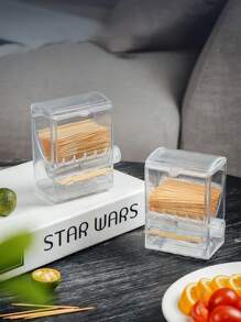 1pc Square Rotatable Toothpick Holder, Creative Toothpick Dispenser, Transparent Toothpick Container, Toothpick Storage Box, Suitable For Living Room, Dining Room, Bar, Dining Table, Toothpick Storage