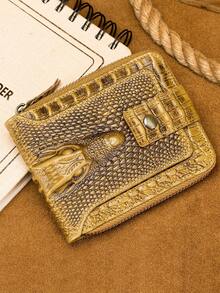 Genuine Leather Crocodile Pattern Zipper Wallet, Multi-Card Holder And Thick Photo Album For Driver's License, Anti-Theft Brush Coin Purse And Card Holder For Women Wallet Mini Wallet Purse Wallet Small Wallet - Multicolor - View 3