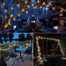 1 peça de 16 LEDs de corda solar, 8 modos, controle remoto, energia solar, decoração para festa de aniversário, casamento, varanda, pátio, jardim, Ação de Graças e Natal
