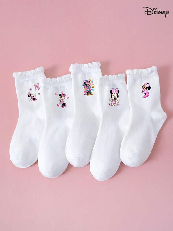 5 Pairs Kids Socks, Cute  Pattern, Skin-Friendly Soft Comfortable Breathable Fashion Versatile Sports Socks, Suitable For Holiday Gifts/Back To School/Outdoor Sports/Travel/Daily Matching, Spring/Summer