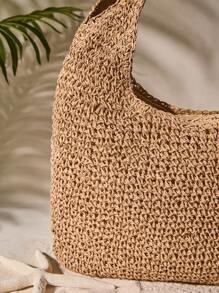 Tropiscape Medium Solid Color Double Handle,Perfect For Summer Travel Vacation, Straw Purse, Straw Beach Bag, Beach Necessities, Beach Essentials,Beach Stuff & Summer EssentialsSchool Bag,Large Capacity,Lightweight,Portable,Classic Casual, Suitable For Teen Girls Women College Studentsvacation,Holiday,Outdoors, Travel, Outings, Vacation Bag For Summer