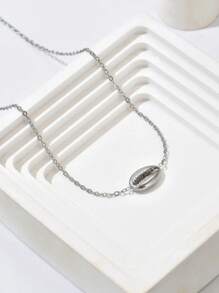 1pc Minimalist Stainless Steel Shell Necklace For Women, Versatile Beach Resort Style