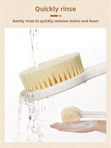 1pc Long Handle Soft Bristle Body Brush - Ergonomic Shower Scrubber For Exfoliating, Massaging And Back Cleaning, Exfoliation Massage Tool To Improve Blood Circulation And Fat Burning - White Plastic Design Unisex - Bathroom Accessories Body Brush | Neutral Color Bath Brush (Color & Pattern Randomly Sent)