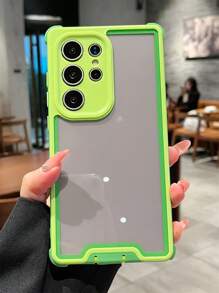 4-in-1 schockfeste Armor Candy Color Kontrast Rand Klarsicht Handyhülle kompatibel mit Samsung Galaxy S25 S24 Plus Ultra, Luxus Kameraobjektiv Schutz Stoßschutzabdeckung
