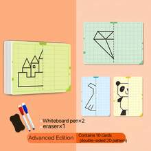 20 Symmetric Pattern Grid Drawings, Reusable, 10 Double-Sided Grid Sheets With Different Patterns, Symmetric Grid Erasable Drawing Set, Cute Cartoon Grid Drawing Graphics, Suitable For Pencil Control Training, Home And School Use, School Gifts, Holiday Gifts, Back To School