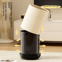 Luxury Dustbin With Lid, Large Capacity Garbage Can, Odor-Proof Design For Living Room And Bathroom - Black Base - View 5