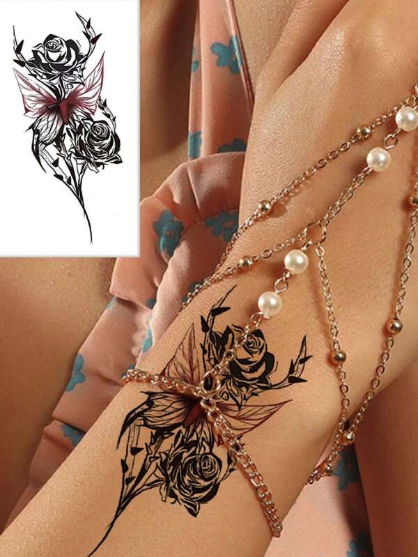 1 adesivo de tatuagem temporária de flor, tatuagem falsa floral à prova d'água para cintura, abdômen, braço, peito, dura de 2 a 5 dias, cobre cicatrizes, adesivo de tatuagem de arte corporal descartável para braços, ombros, pernas, cintura, coxas, dedos, adequado para homens, mulheres e meninas, festas diárias, maquiagem, presentes