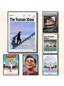 1 件经典科幻电影《楚门的世界》极简主义电影海报帆布画复古墙壁艺术画家居宿舍装饰节日和生日礼物、办公室装饰布置艺术品可选框架 - 彩色 - 查看 1