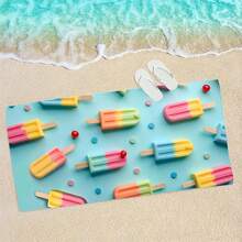 Extra Large Microfiber Beach Towel - Quick Dry, Lightweight, Sand-Free, Absorbent, Colorful Ice Cream Pattern - Ideal For Beach, Pool, Travel, And More Bathroom Decor Summer Beach Essentials - Cadet Blue - View 6