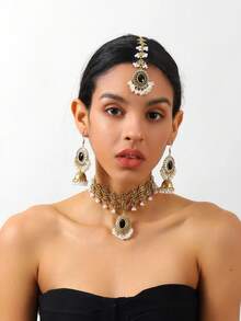 时尚人造珍珠钻石项链和耳环套装，适合日常佩戴 - 首飾套裝 - 查看 2