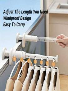 1pc Portable Travel Hanger - Adjustable Folding Design, 5 Slots, Windproof Spiral Clip, Suitable For Hotel And Business Travel, No Drilling Required For Assembly