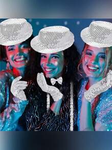 Forever & Moment 1PC Glamorous Sequin Hat Retro Disco Funky Glitter Costume Unisex Party Props Favor Novelty Accessory Halloween