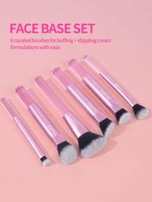 MAANGE 6支装方形铝制化妆刷套装，含化妆包，包括粉底刷、腮红刷、散粉刷、眼影刷、遮瑕刷、高光刷、修容刷、鼻影刷等，是旅行化妆的理想之选，也是送给女性和女孩的礼物。 - 粉色 - 查看 4