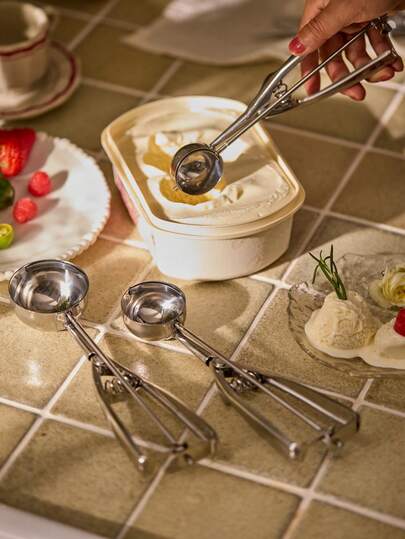 Cirelle 1/2/3 st glassskopor i rostfritt stål, rostfria kakdegsskopor, kakskopor för bakning, glassskopa med avtryckare, fruktkakaskopa för bakning, muffinsskopa S/M/L