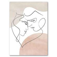 1pc Heart Hands Line Girl Boy Abstract Nordic Posters Wall Art Canvas Painting Pictures For Living Room Decoration Optional Frame ,Wall Art With Frame - Multicolor - View 85