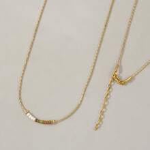 1 Stück buntes Boho Glas Perlen & goldene Kette Halskette, modischer vielseitiger Schmuck für Frauen
