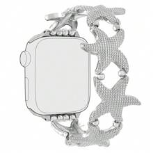 1 pièce Bracelet élastique en alliage de zinc doré avec étoile de mer simple et pour femmes. Compatible avec les bracelets de montre de 38/40/41/42/44/45/49 mm. Compatible avec les séries Ultra2/SE/9/8/7/6/5/4/3/2/1. Bracelet de montre femme style océan. Accessoire de mode de qualité pour femme. Bracelet/sangle pour montre connectée. Sangle personnalisée et unique, cadeau pour la Saint-Valentin ou la Fête des Mères