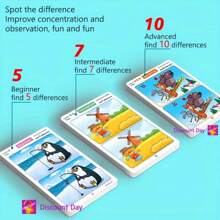 Jogo educativo de treinamento de atenção e foco, 1 peça - Cartões de quebra-cabeça reutilizáveis para atividades de exploração, treinamento de foco, jogos cognitivos, testes e avaliações, adequado para casa e escola, Páscoa, Ano Novo, aniversário, lembrancinhas, materiais de volta às aulas (cor do marcador aleatória) (estilo e cor aleatórios)