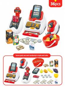Grocery Store Pretend Play Electronic Toy Kids Cash Register- STEM Cash Register Toy For Kids, Play Money, Cashier Register For Kids, Grocery Supermarket Playset Play Cash Register - Multicolor - View 6
