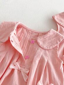 Barboteuse pour bébé fille avec décoration de nœud rose, été