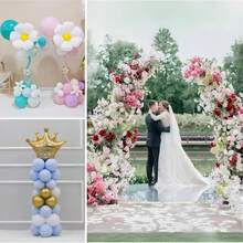 1/2pcs Gold Balloon Arch Stand Kit, Free Bending Shape Balloon Column Stand With Base, Half Arch Balloon Stand For Floor, Ideal For Wedding Birthday Valentines Decorations - Multicolor - View 4