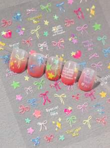 Un nuevo pegatina de arte creativo para uñas, pegatinas adhesivas para uñas con conchas grabadas, lazos brillantes, estrellas, corazones y otros diseños, adecuado para uso personal DIY y en libros de contabilidad lindos