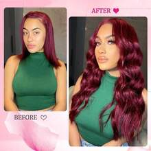 Clip In Hair Extensions Real Human Hair Clip Ins  8pcs 99J Burgundy Straight Human Hair Clip In Extensions Soft Silky Invisible Edge Brazilian Real Hair Extensions Clip In Human Hair For Full Head - S99J - View 2