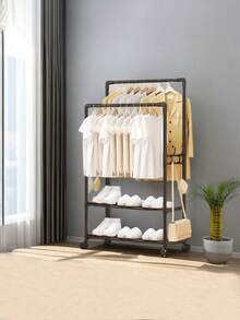 1 Giá treo quần áo bằng sắt đa năng có kệ để giày, giá để đồ di động, thích hợp cho phòng khách, lối vào, phòng ngủ, phòng học, văn phòng, quà tặng ngày lễ, quà tặng Giáng sinh - Nhiều màu - Xem 5