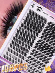 168Pcs Hybrid Fox Eye Slanted Single Eyelash DIY Extension, Mini Travel Portable Thick Eyelash Bundle DIY Extension, D-Shaped Curly Eyelashes, 12/14/16/18mm Single Eyelash Bundle, Suitable For Family Gatherings, Valentine's Day, Travel, Photography, Music Festival Makeup - D - View 9