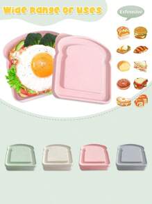 Reusable Bento Box For Sandwiches & Lunch – Toast-Shaped Plastic Container With Leak-Proof Lid, Microwave & Dishwasher Friendly – Ideal For Families Or Adults – Practical Kitchen Supplies