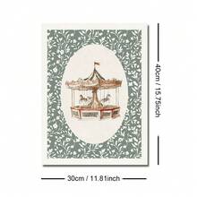 1 件带框/无框复古绿色旋转木马儿童房艺术帆布海报印刷婴儿儿童房墙壁艺术装饰复古画适用于游戏室、客厅、卧室、现代家居装饰 - 彩色 - 查看 9