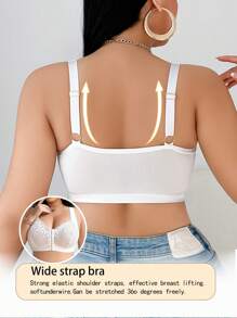 Große Größen Mode Frauen Alltag bequemer Spitzen-Patchwork Drahtloser BH