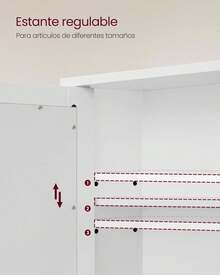 VASAGLE Armario de Baño, Armario de Pared, 15 x 65 x 75, Puerta con Doble Espejo, Estantes de Altura Ajustable, Blanco MLHC012W01 - Blanco - Ver 2