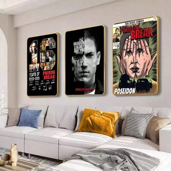 1PC Hot TV Drama Decorative Painting Prison Break Movie Art Poster Retro Room Bar Cafe Retro Decorative Painting, Exquisite Home Decor, Frameless
