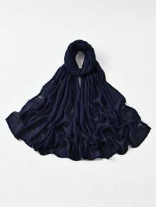 1 件女士穆斯林宽边人造丝围巾，纯色头巾披肩头巾，长款适合日常祈祷和户外 - 純色頭巾 - 查看 21