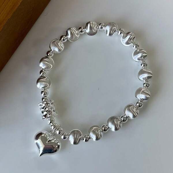 New Sterling Silver Love Ball Bracelet For Women Ins High-End Fashion Versatile Multi-Pendant Niche Personalized Simple Hand Decoration