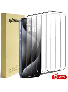 5 piezas de protector de pantalla de vidrio templado, compatible con iPhone X/XS/XR/11/12/13/14Plus/15Pro Max, ultralimpio, dureza 9H, resistente a arañazos, a prueba de roturas, antihuellas, fácil instalación, aplicable a 16ProMax/16/16Pro/16Plus, película de vidrio de alta definición de seda-pantalla, regalo de cumpleaños, familia, amigos, protector de pantalla de teléfono, accesorios de teléfono
