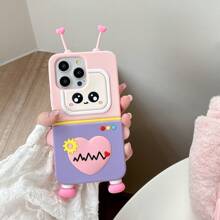 1pc Cartoon Heart Robot Case, Shock-Proof Soft Silicone Protective Cover Compatible With Iphone 13/14 Pro Max, 11/12, Cute Compatible With Apple IPhone 15 / P50 Pro, P60, P70, Mate 60, Mate 70 Pro