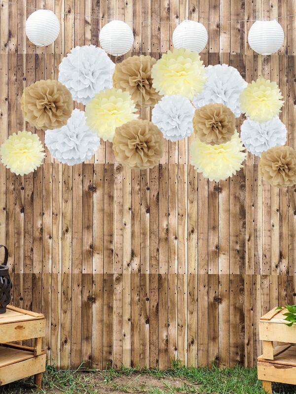 1set(15pcs)- Bohemian Style Champagne Colored Paper Flower Ball, Wedding, Birthday, Engagement, Reception, Party Decoration, Pendant Set