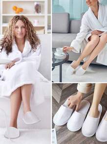 1/2/3/4pcs Disposable Slippers, Indoor Slippers, Plush Slippers, Disposable Hotel Slippers, Women Men Slippers For Air Travel, Guest Room, Hotel, Hotel Supplies, Cleaning Supplies, Household Gadgets, Back To School Supplies,Suitable For Travel Hotel And Home, Back To School Supplies