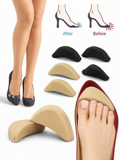 10/8/6/4/2 Pairs Shoe Toe Inserts For Women Men - Foam Toe Filler For Shoes Too Big, Comfortable Shoe Fitters For Perfect Fit,Foam Toe Filler, Shoe Fitters, Black And Beige