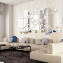 30/60pcs Round Wall Mirrors, 3D Mirror Wall Stickers Decor, Waterproof & Corrosion Resistant Removable, Artistic Round Decor, Self-Adhesive DIY Combination Wallpaper, Suitable For Home Bathroom/Living Room/Kitchen/Bedroom/Office/TV Background Wall, 3 5.5 8 15 Cm - Multicolor - View 5