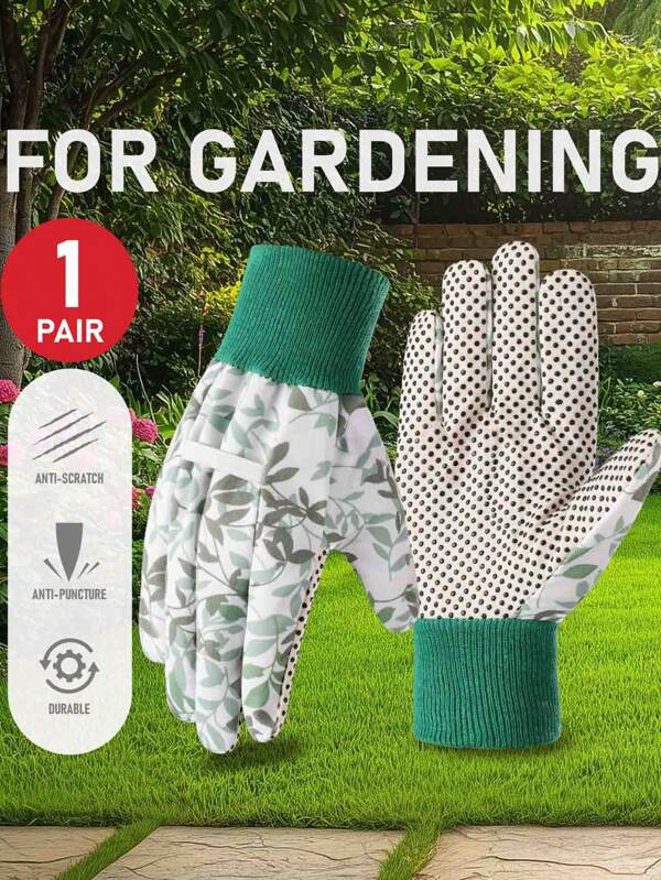 JOISIV 1 Pair Garden Gloves For Women With Soft Dots, Floral Gardening Gloves Ladies Soft Breathable Yard Work Glove Light Working Gloves For Yard Cleaning, Fishing, Gardening, Weeding, Planting, Watering
