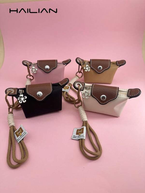 HAILIAN Women's Mini Simple Solid Color Pu Splicing Change Bag Lipstick Bag Bluetooth Headset Bag Beach Travel Storage Sunscreen Bag Gift Small Gift Storage Bag Multi-Color Optional For Women Wallet Mini Wallet Purse Wallet Wristlet Wallet Coin Wallet