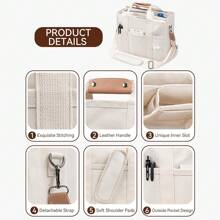 Canvas Tote Bag With Multi-Pocket For Women, Stylish & Spacious Messenger Bag - Durable, High-Capacity, Versatile With Comfortable Single Shoulder Strap And Organized Compartments