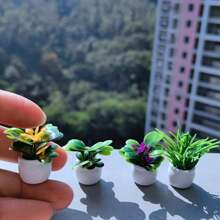 1 Mini Artificial Potted Plant - Realistic Simulation Of Bonsai And Floral Greenery, Durable Resin Square Pot, Mini Garden, Versatile Ornament For Universal Holiday Decorations